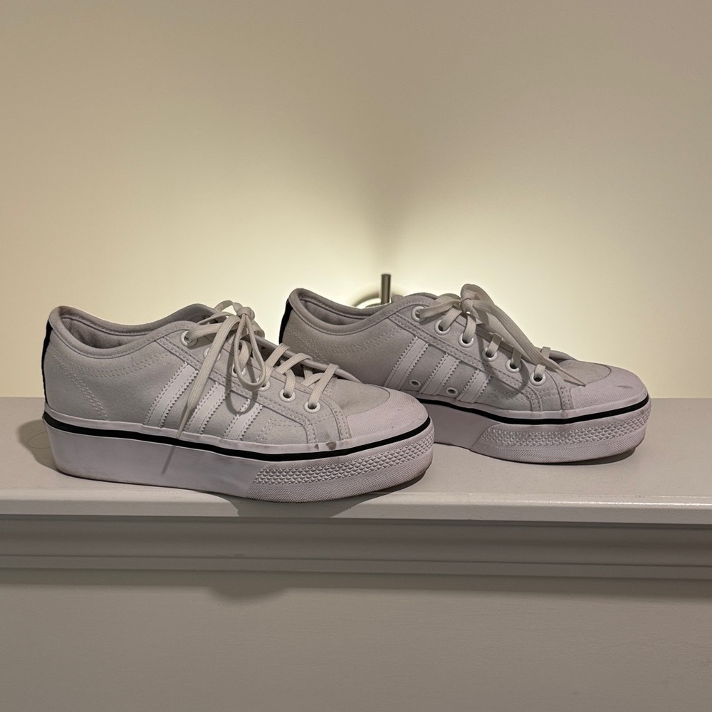 adidas White Low-Top Platform Sneakers